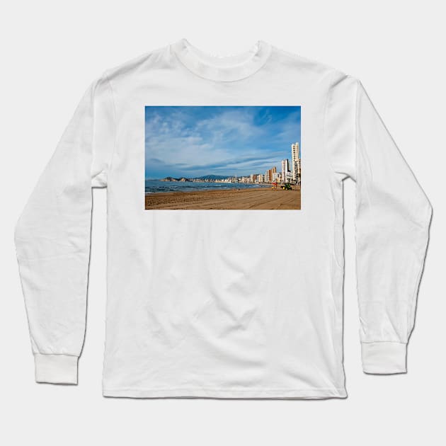 Benidorm Levante Beach Costa Blanca Spain Long Sleeve T-Shirt by AndyEvansPhotos